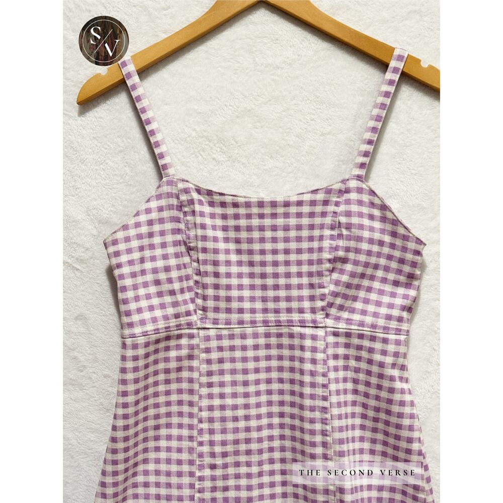 Denim Co Lilac & White Purple White Plaid Mini Dress Cottagecore Y2K Size 8 - Picture 4 of 11